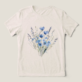 Elegant Blue Wildflowers Tri-Blend Shirt