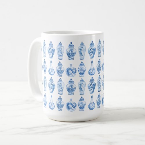 Elegant Blue Willow China Porcelain Ginger Jars Coffee Mug