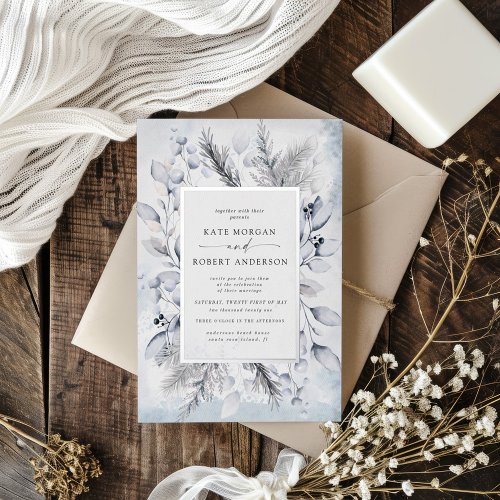 Elegant Blue Winter Floral Wedding