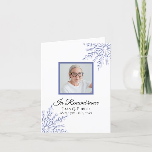 Elegant Blue Winter Snowflakes Funeral Sympathy Thank You Card