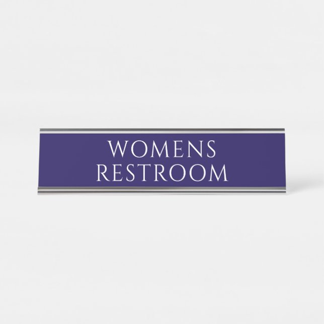Elegant Blue Womens Restroom  Desk Name Plate (Front)