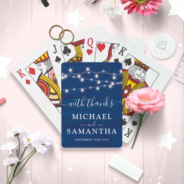 Elegant Blue Wood Rustic Wedding Favor Thank You Poker Cards (Makes a perfect wedding party favor to thank your guests for attending your special day. )