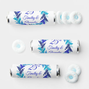 Elegant Blue Wreath 25th Wedding Anniversary Party Breath Savers® Mints