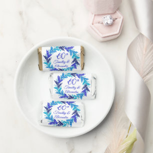 Elegant Blue Wreath 60th Wedding Anniversary Party Hershey's Miniatures