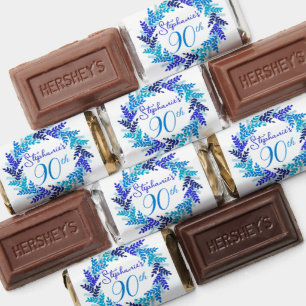 Elegant Blue Wreath 90th Birthday Party Hershey's Miniatures