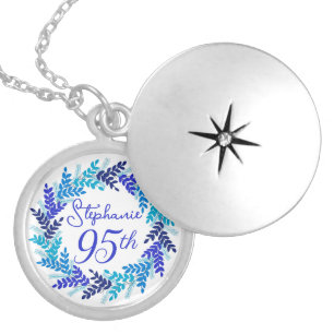 Elegant Blue Wreath 95th Birthday Locket Necklace