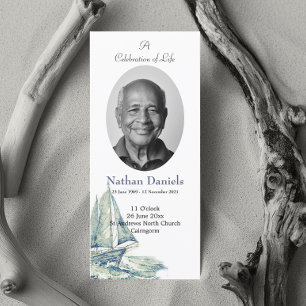 Elegant Blue Yacht Celebration of Life Card