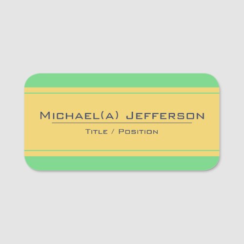 Elegant Blue Yellow  Green Modern Professional Name Tag