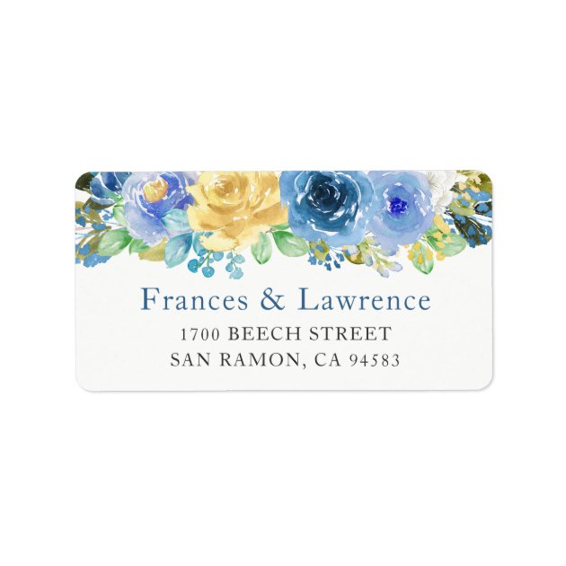 Elegant Blue Yellow Rose Botanical Garden Label