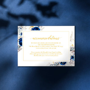 Elegant Blue Yellow Wedding Accommodations Card