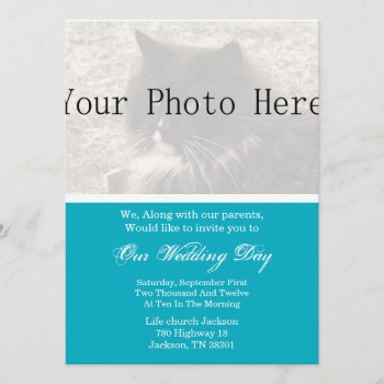Elegant Blue Your Photo Wedding Invites by AllyJCat at Zazzle