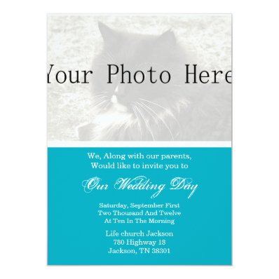 Elegant Blue Your Photo Wedding Invites