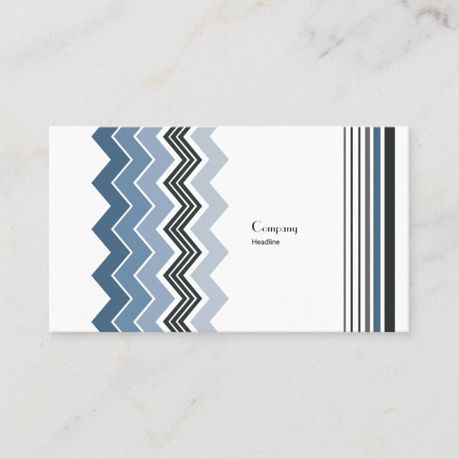 Elegant Blue Zig Zag Pattern Business Card (Front)