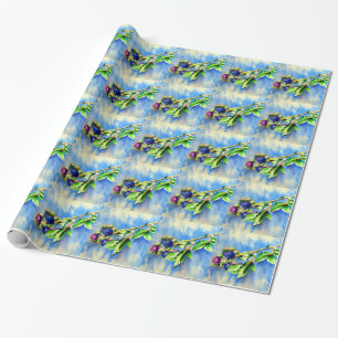 Elegant Blueberries watercolor painting Wrapping Paper
