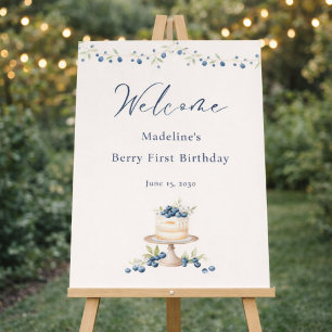Elegant Blueberry Berry First Birthday Welcome Foam Board