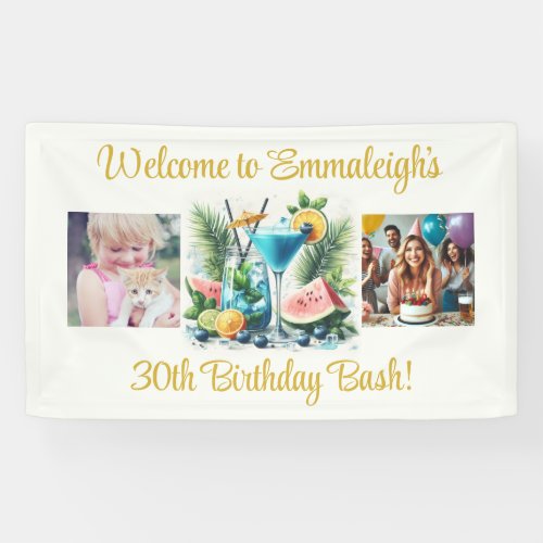 Elegant Blueberry Brunch 30th Birthday Celebration Banner