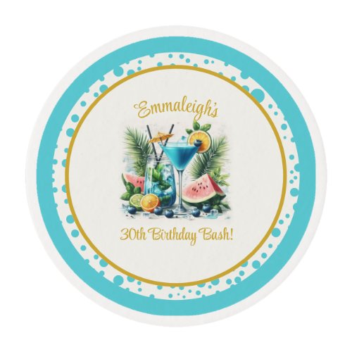 Elegant Blueberry Brunch 30th Birthday Celebration Edible Frosting Rounds