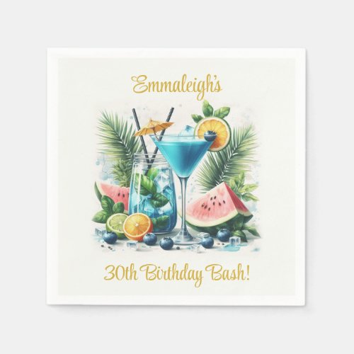 Elegant Blueberry Brunch 30th Birthday Celebration Napkins