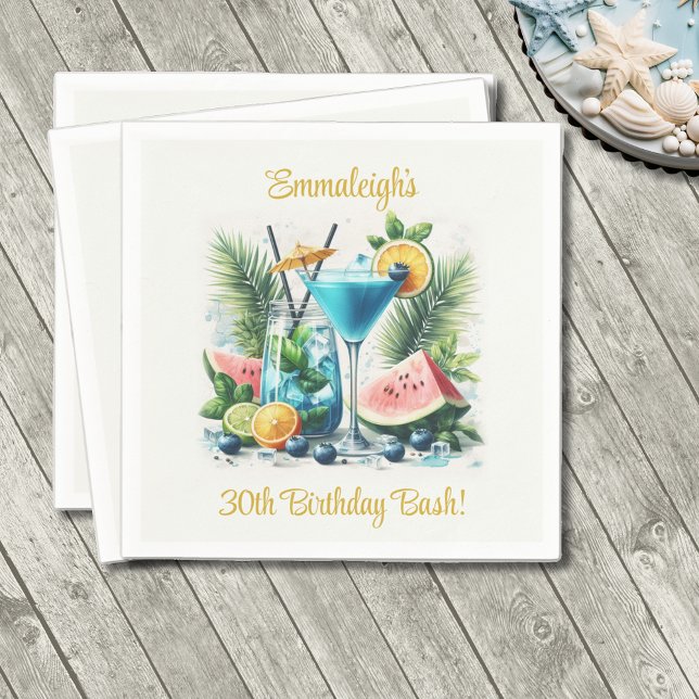 Elegant Blueberry Brunch 30th Birthday Celebration Napkins (Creator Uploaded)