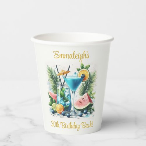 Elegant Blueberry Brunch 30th Birthday Celebration Paper Cups