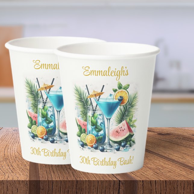 Elegant Blueberry Brunch 30th Birthday Celebration Paper Cups (Creator Uploaded)