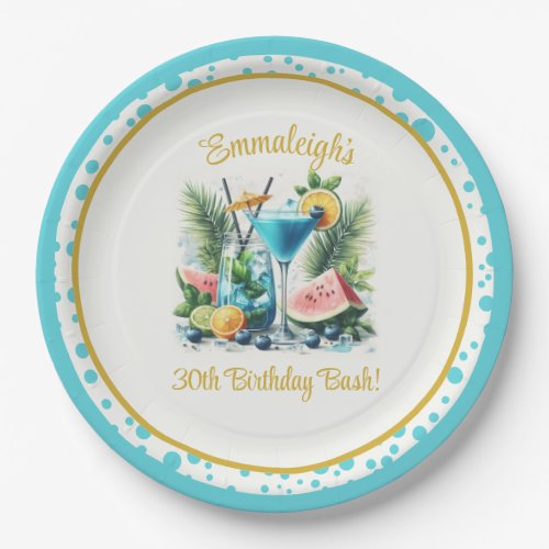 Elegant Blueberry Brunch 30th Birthday Celebration Paper Plates