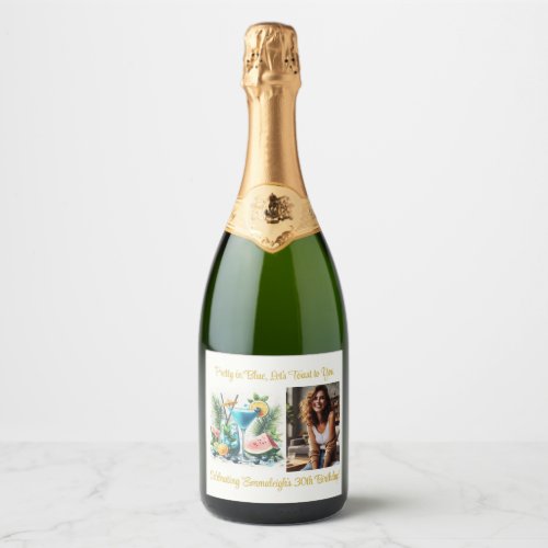 Elegant Blueberry Brunch 30th Birthday Celebration Sparkling Wine Label