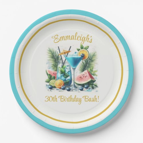 Elegant Blueberry Brunch 30th Birthday Party Paper Plates