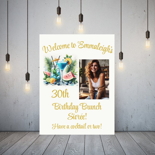 Elegant Blueberry Brunch 30th Birthday Welcome Foam Board (Creator Uploaded)