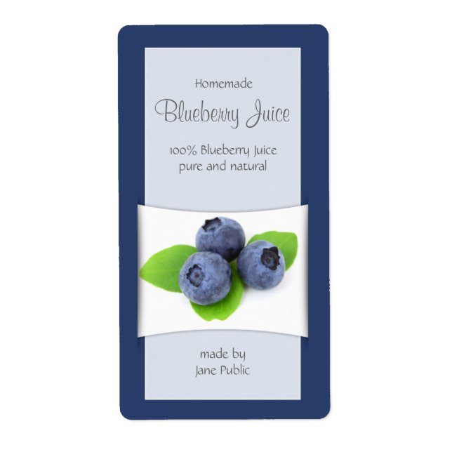 Elegant Blueberry Juice or Jam Label (Front)