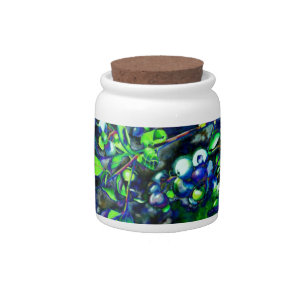 Elegant blueberry watercolor candy jar