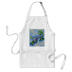 Elegant blueberry watercolor painting adult apron