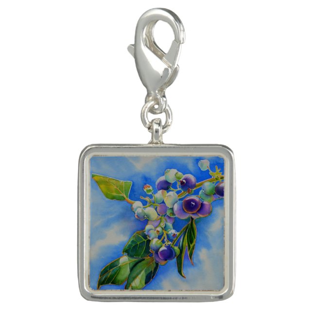 Elegant Blueberry watercolor painting Charm (Front)
