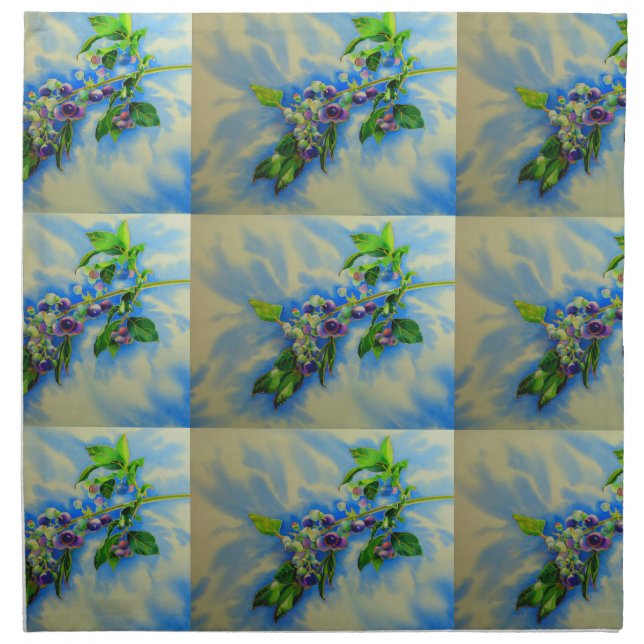 Elegant blueberry watercolor painting napkin (Front)