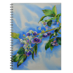 Elegant blueberry watercolor painting notebook