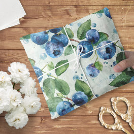 Elegant Blueberry Watercolor Vintage Wrap Tissue Paper