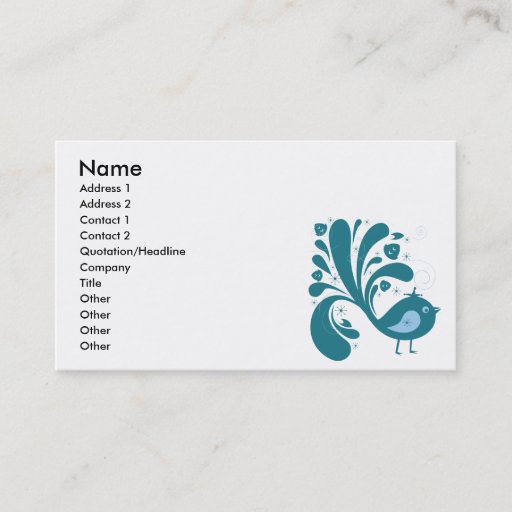 Customizable elegant bluebird business card