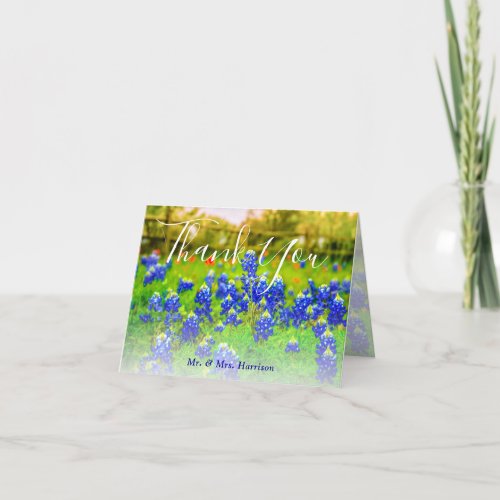 Elegant Bluebonnets Spring Wedding Thank You Note