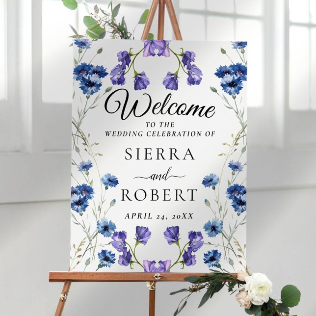 Elegant Blueish Botanical Wedding Welcome Sign (Creator Uploaded)