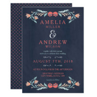 Elegant Bluish Chalkboard Floral Wedding Card