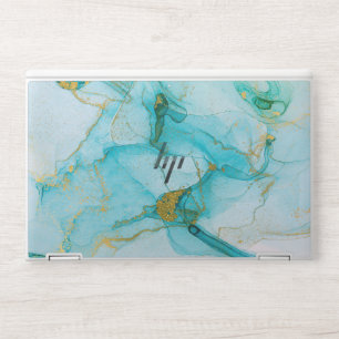 Elegant blur and gold glitter   Water Marble HP Laptop Skin