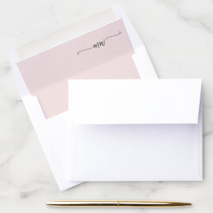 Elegant Blush 2 Monogram Script Envelope Liner