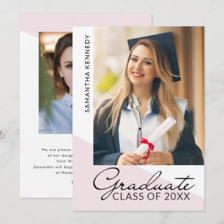 Elegant Blush 2 Photo Graduation Class of 2026  Announcement