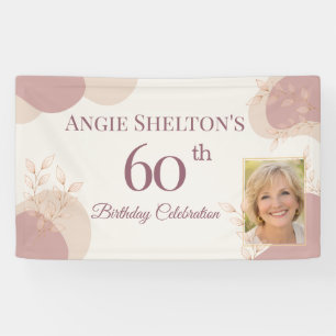 Elegant Blush 60th Birthday Photo Celebration Banner