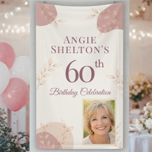 Elegant Blush 60th Birthday Photo Celebration Banner