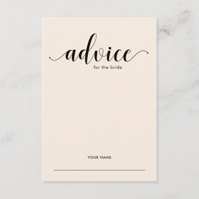 Elegant Blush Advice for the Bride Shower Game Card (Front)