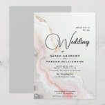 Elegant Blush Agate Fluid Ink  Invitation