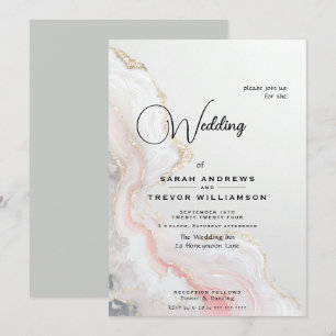 Elegant Blush Agate Fluid Ink  Invitation