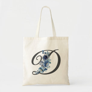 Elegant Blush and Burgundy Floral Monogram Initial Tote Bag