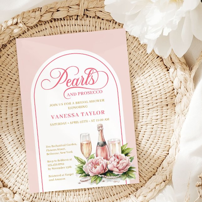 Elegant Blush and Gold Pearls Bridal Shower Card (Elegant Blush and Gold Pearls Bridal Shower Card)